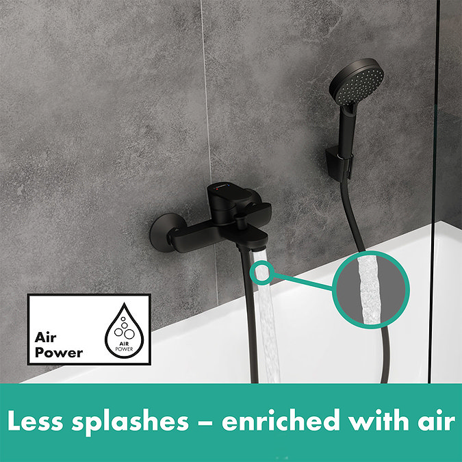 hansgrohe Vernis Blend Exposed Single Lever Bath Shower Mixer - Matt Black - 71440670  Feature Large Image