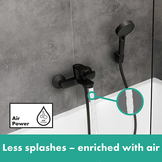 hansgrohe Vernis Blend Exposed Single Lever Bath Shower Mixer - Matt Black - 71440670 Feature Large Image