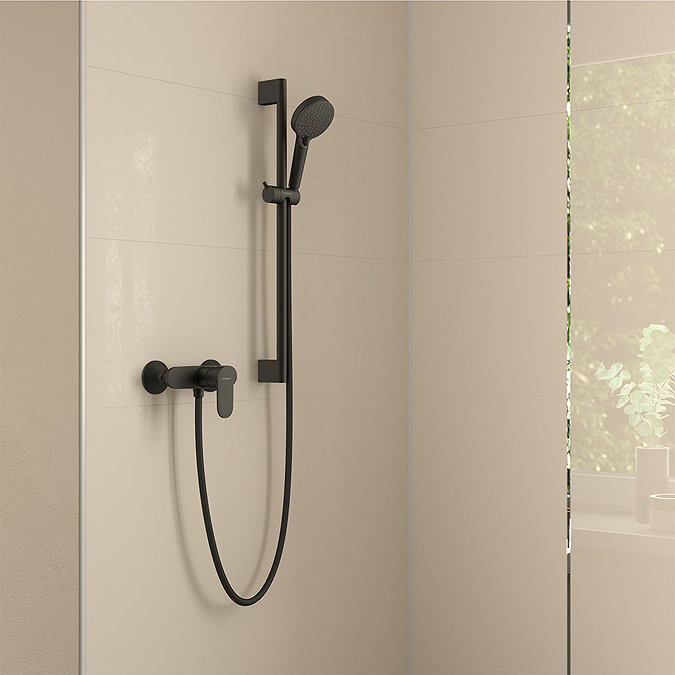 hansgrohe Vernis Blend Exposed Single Lever Shower Mixer - Matt Black - 71640670  Profile Large Image