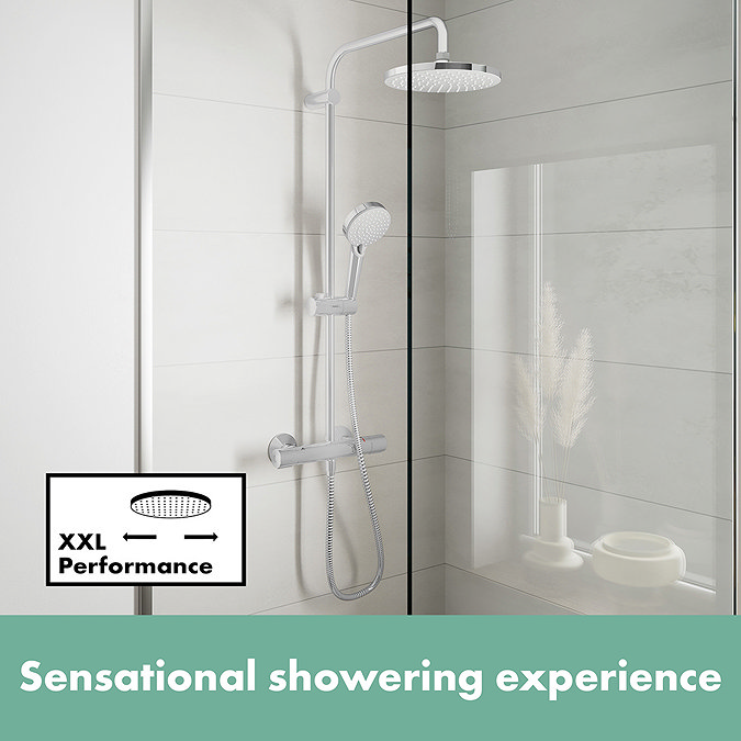 hansgrohe Vernis Blend Showerpipe 200 Thermostatic Shower Mixer - Chrome - 26276000  Standard Large 
