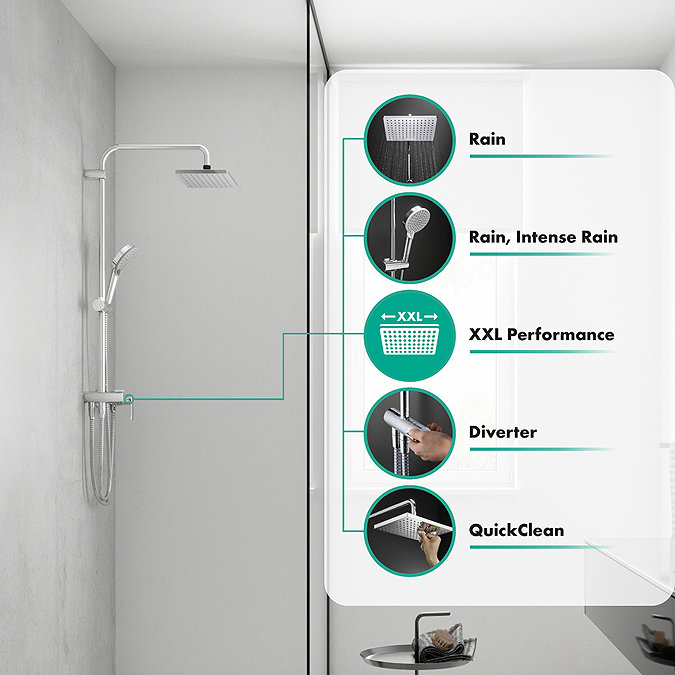 hansgrohe Vernis Shape EcoSmart Shower Kit with Diverter - Chrome