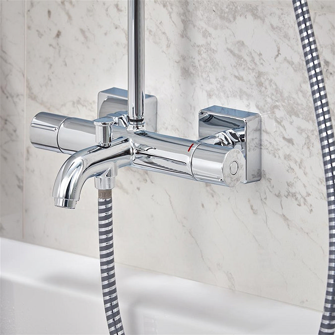 hansgrohe Vernis Shape EcoSmart Showerpipe 230 Thermostatic Bath Shower Mixer - 26098000 Standard Large Image