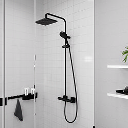hansgrohe Vernis Shape EcoSmart Showerpipe 230 Thermostatic Shower Mixer - Matt Black