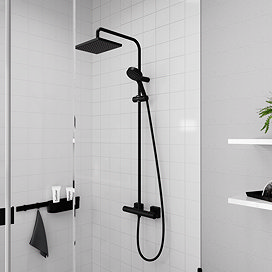 hansgrohe Vernis Shape EcoSmart Showerpipe 230 Thermostatic Shower Mixer - Matt Black