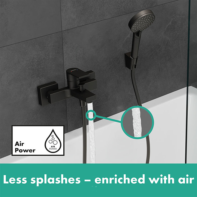 hansgrohe Vernis Shape Exposed Single Lever Bath Shower Mixer - Matt Black - 71450670 Standard Large Image