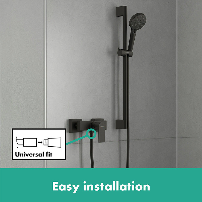 hansgrohe Vernis Shape Exposed Single Lever Shower Mixer - Matt Black - 71650670 Feature Large Image