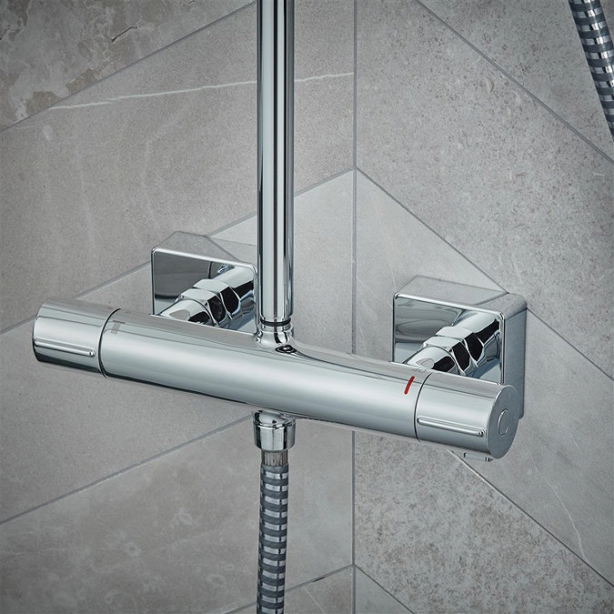 hansgrohe Vernis Shape Green Showerpipe 230 Thermostatic Shower Mixer - 26319000 Feature Large Image