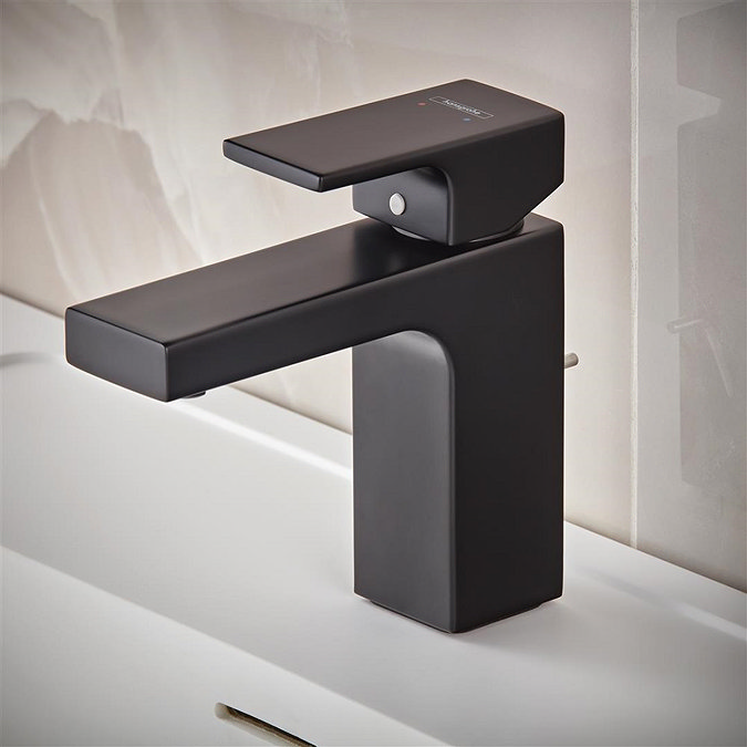 hansgrohe Vernis Shape Single Lever Basin Mixer 100 with Pop-up Waste - Matt Black - 71561670 Standard Large Image