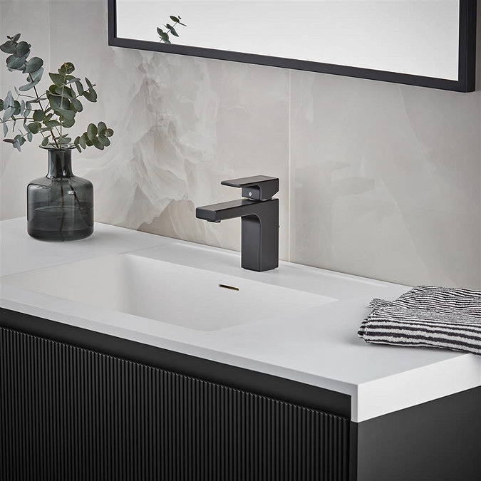 hansgrohe Vernis Shape Single Lever Basin Mixer 70 without Waste - Matt Black - 71567670 Feature Large Image