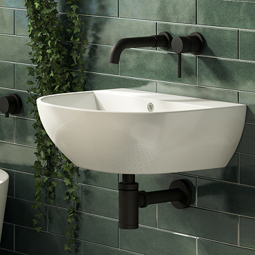 Harmonia 440 x 365mm 0TH Curved Wall Hung Basin  Feature Large Image