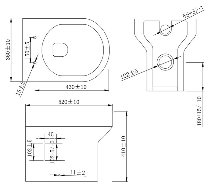 Harmony Back to Wall Toilet Pan with Slim Seat