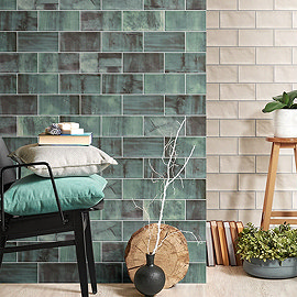 Harrison Green Gloss Wall Tiles - 100 x 200mm