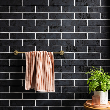 Hartby Black Rustic Brick Effect Wall Tiles