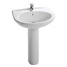 Hatria - Erika 660mm Ceramic 1TH Basin and Pedestal Large Image