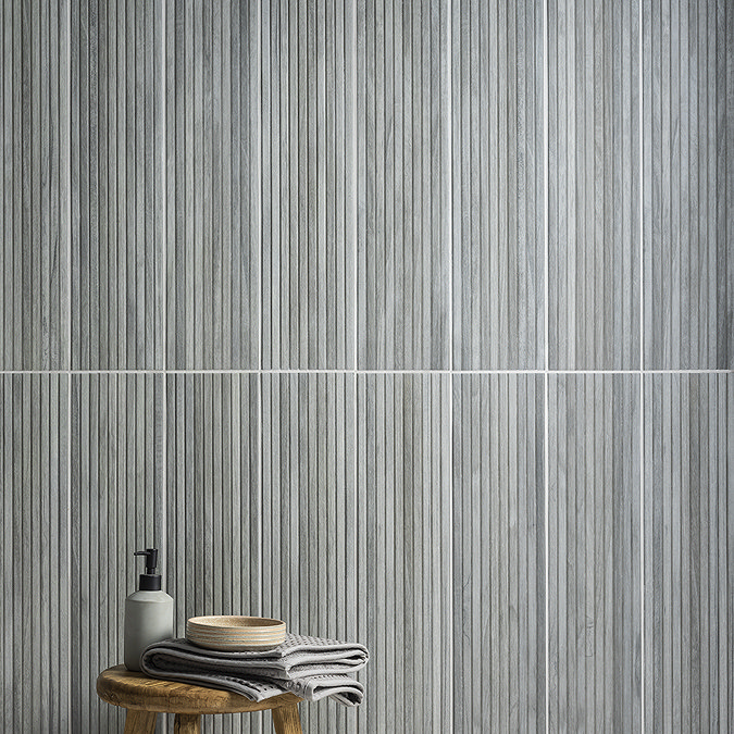 Havanna Grey Slatted Wood Effect Wall and Floor Tiles - 150 x 900mm