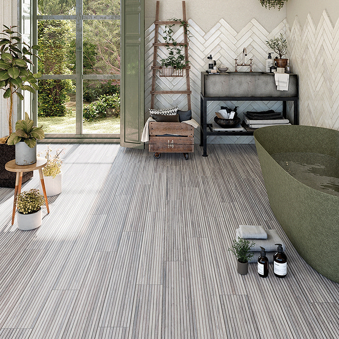 Havanna Grey Slatted Wood Effect Wall and Floor Tiles - 150 x 900mm