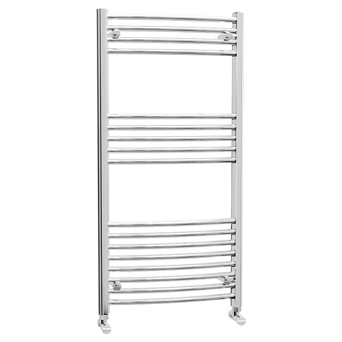 Hayle Curved Heated Towel Rail - W500 x H1200mm - Chrome Profile Large Image