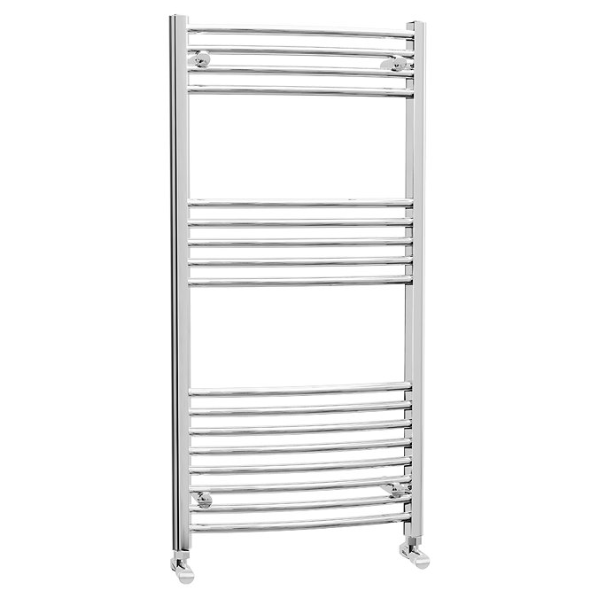 Hayle Curved Heated Towel Rail - W600 x H1200mm - Chrome Profile Large Image