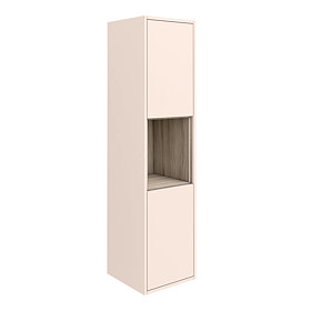 Haywood 1400mm Matt Pink / Driftwood Wall Hung Tall Unit Large Image