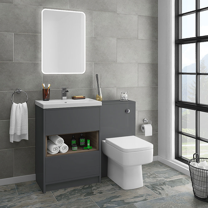 Haywood 500mm Gloss Grey WC Unit + Cistern  Feature Large Image