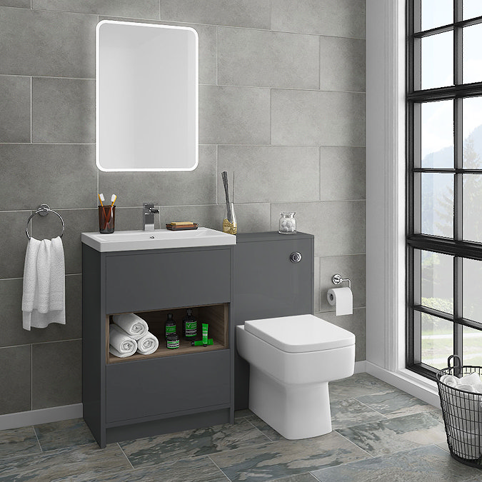 Haywood 500mm Gloss Grey WC Unit + Cistern Feature Large Image