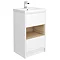 Haywood 500mm Gloss White / Natural Oak 2 Drawer Vanity Unit with Open Shelf + Ceramic Basin Large I