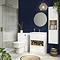 Haywood 600mm Gloss White / Natural Oak 2 Drawer Vanity Unit with Open Shelf + Ceramic Basin Standard Large Image