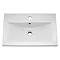 Haywood 600mm Gloss White / Natural Oak 2 Drawer Vanity Unit with Open Shelf + Ceramic Basin Profil
