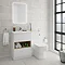Haywood 600mm Gloss White / Natural Oak 2 Drawer Vanity Unit with Open Shelf + Ceramic Basin Featur