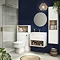 Haywood 600mm Gloss White / Natural Oak Wall Hung Vanity Unit with Open Shelf + Ceramic Basin In Bathroom Large Image