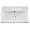 Haywood 600mm Gloss White / Natural Oak Wall Hung Vanity Unit with Open Shelf + Ceramic Basin Profi