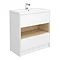 Haywood 800mm Gloss White / Natural Oak 2 Drawer Vanity Unit with Open Shelf + Ceramic Basin Large I
