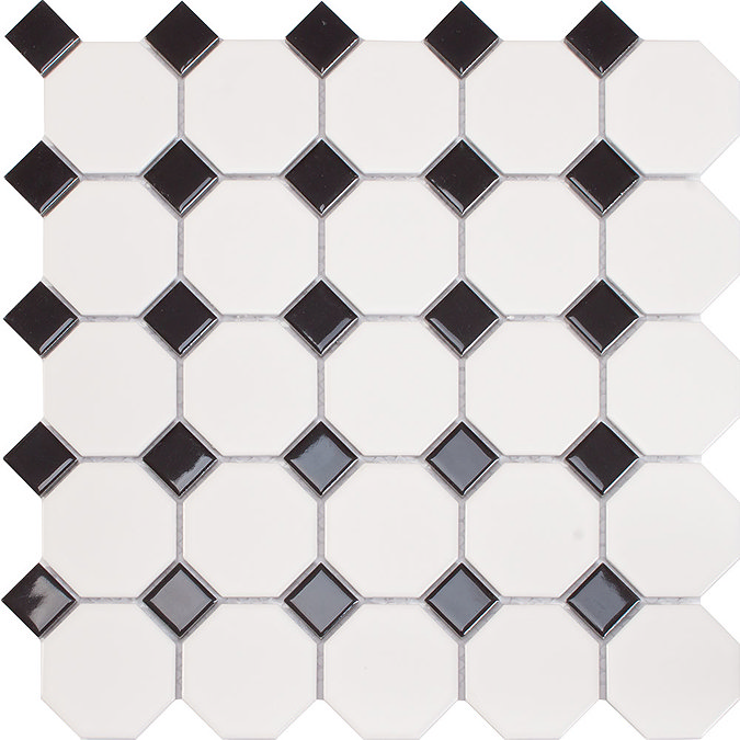 Haywood Black & White Mosaic Tile Sheet - 295 x 295mm  Profile Large Image