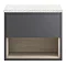 Haywood Gloss Grey / Driftwood Wall Hung Countertop Vanity - 600mm w. Open Shelf + White Worktop  Profile Large Image