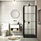 Haywood Gloss White / Natural Oak Wall Hung Countertop Vanity - 600mm w. Open Shelf + Bellato Grey Worktop Feature Large Image