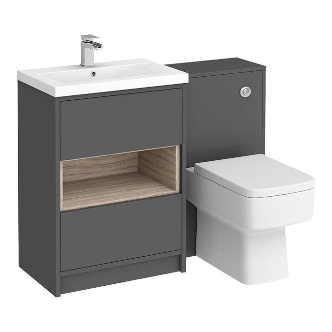 Haywood Grey Modern Sink Vanity Unit + Toilet Package  additional Large Image