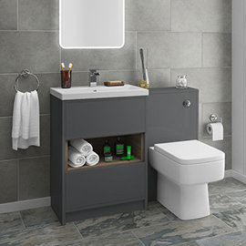 Haywood Grey Modern Sink Vanity Unit + Toilet Package Medium Image