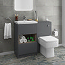 Haywood Grey 500mm Modern Sink Vanity Unit + Toilet Package Large Image