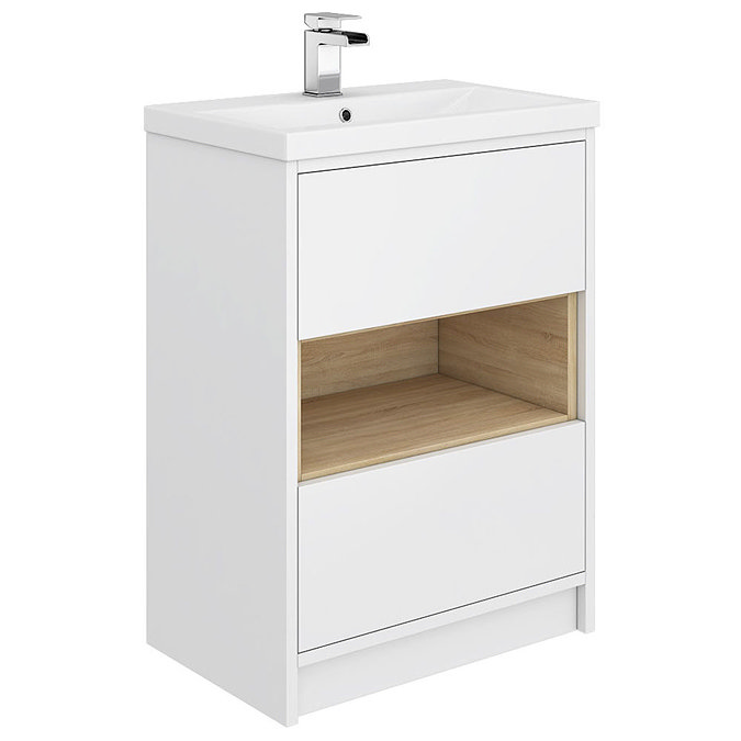 Haywood White Modern Sink Vanity Unit + Toilet Package Profile Large Image