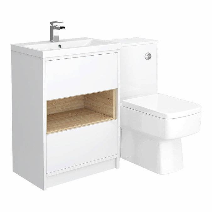 Haywood White Modern Sink Vanity Unit + Toilet Package additional Large Image