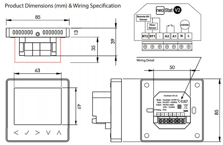 Heatmiser neoStat V3 - Programmable Thermostat - Glacier White
