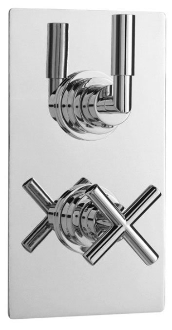 Helix Concealed Thermostatic Twin Shower Valve with Square Plate Large Image