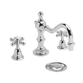 Heritage - Hartlebury 3 Hole Swivel Spout Basin Mixer with Pop-up Waste - Chrome - THRC09 Large Imag