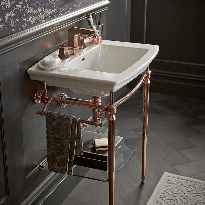 Heritage Abingdon Blenheim Basin & Washstand - Rose Gold Profile Large Image
