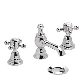 Heritage - Hartlebury 3 Hole Basin Mixer with Pop-up Waste - Chrome - THRC06 Large Image