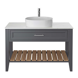 Heritage Broughton 1200mm Single Washstand Graphite with White Marble Effect Worktop & Oblong Basin