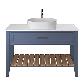 Heritage Broughton 1200mm Single Washstand Maritime Blue with White Marble Effect Worktop & Oblong Basin