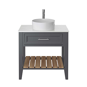 Heritage Broughton 800mm Washstand Graphite with White Marble Effect Worktop & Round Basin