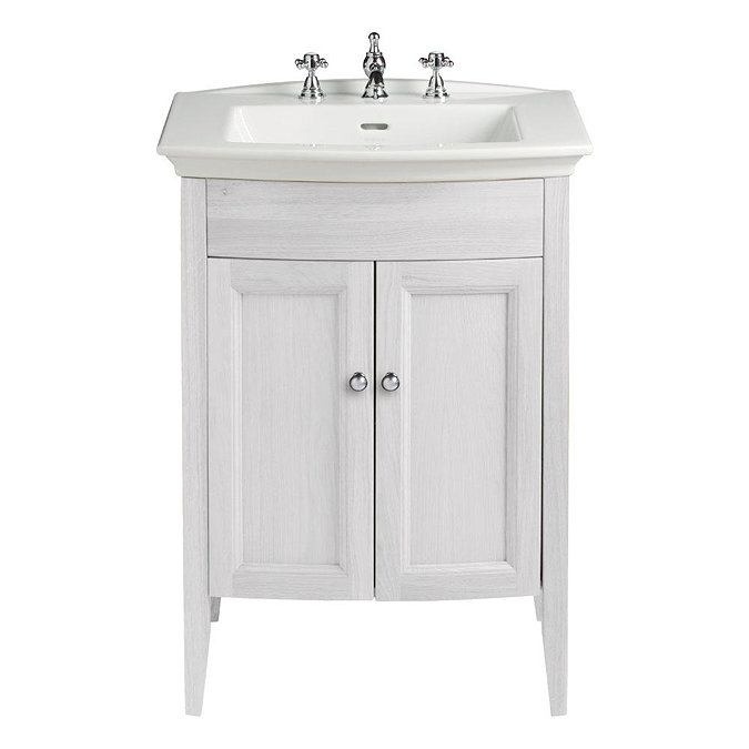 Heritage Caversham Freestanding Blenheim Vanity Unit with Chrome Handles & 3TH Basin - Dove Grey Lar