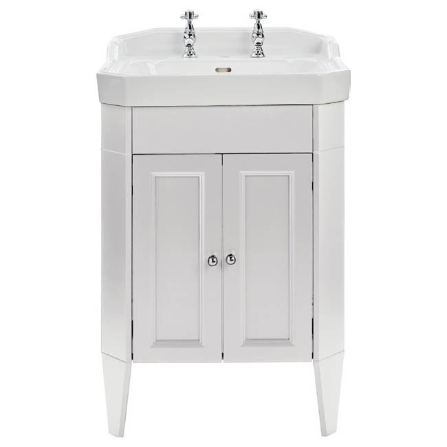 Heritage Caversham Granley Vanity Unit with Chrome Handles & Basin - Dove Grey Large Image